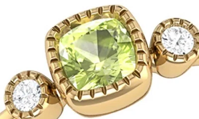 Luvmyjewelry Cushion Cut Peridot & Diamond Birthstone Ring In 14k Gold In Gold