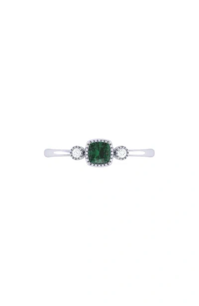 Luvmyjewelry Cushion Cut Emerald & Diamond Birthstone Ring In 14k Gold In Metallic