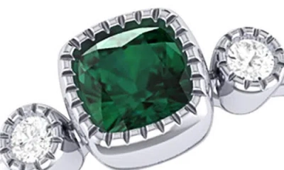 Luvmyjewelry Cushion Cut Emerald & Diamond Birthstone Ring In 14k Gold In Metallic