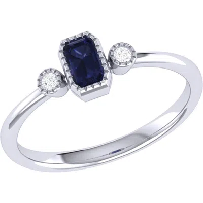 Luvmyjewelry Emerald Cut Sapphire & Diamond Birthstone Ring In 14k Gold In Metallic