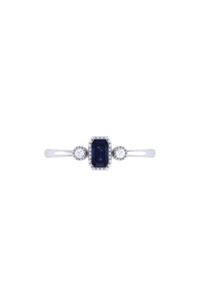 Luvmyjewelry Emerald Cut Sapphire & Diamond Birthstone Ring In 14k Gold In Metallic