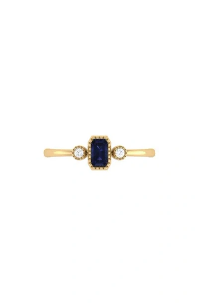 Luvmyjewelry La Vie Emerald Cut Sapphire & Diamond Ring In Gold