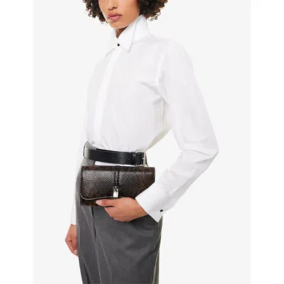 Stella Mccartney Womens Espresso Ryder Flap Snakeskin-embossed Vegan-leather Cross-body Bag In Brown