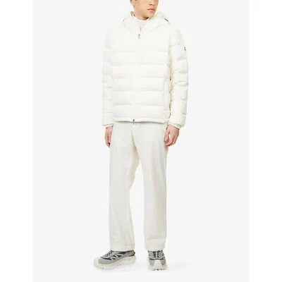 Moncler Mens Natural Laveraet Hooded Shell-down Jacket In White
