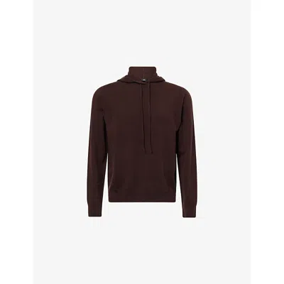 7 For All Mankind Ens Cashmere Coffee Bean Regular-fit Knitted Cashmere Hoody In Brown