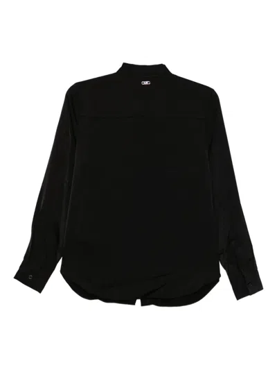 Michael Kors Satin Fringed Blouse In Black