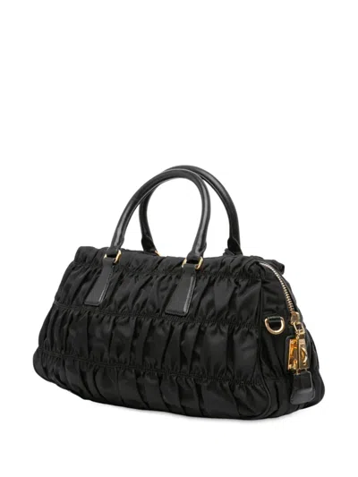 Pre-owned Prada 2013-2025 Tessuto Gaufre Satchel In Black
