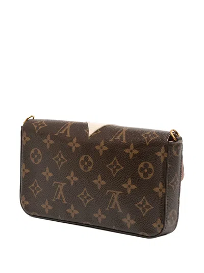 Pre-owned Louis Vuitton 2017 Monogram Lovely Birds Pochette Felicie Crossbody Bag In Brown