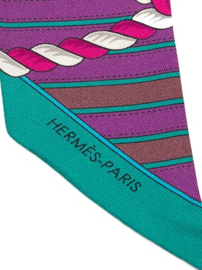 Pre-owned Hermes 1999-2007 Grande Tenue Silk Twilly Scarf Scarves In Blue