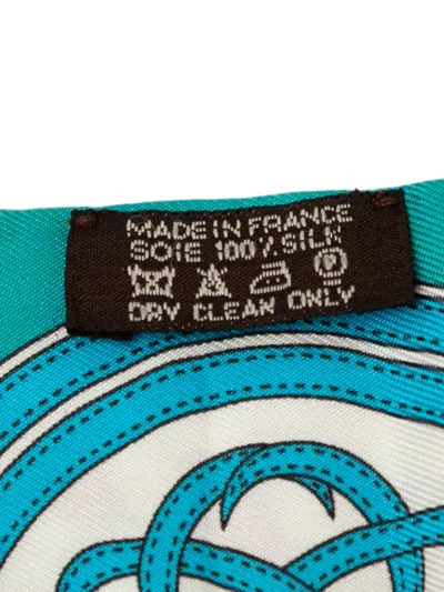 Pre-owned Hermes 1999-2007 Grande Tenue Silk Twilly Scarf Scarves In Blue