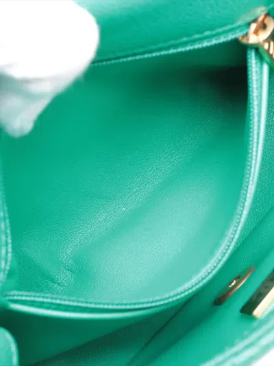 Pre-owned Chanel 2021-2025 Mini Quilted Caviar Sweetheart Flap Crossbody Bag In Green