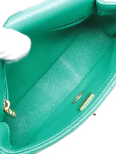 Pre-owned Chanel 2021-2025 Mini Quilted Caviar Sweetheart Flap Crossbody Bag In Green