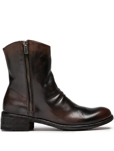 Officine Creative Leather Boots In Brown
