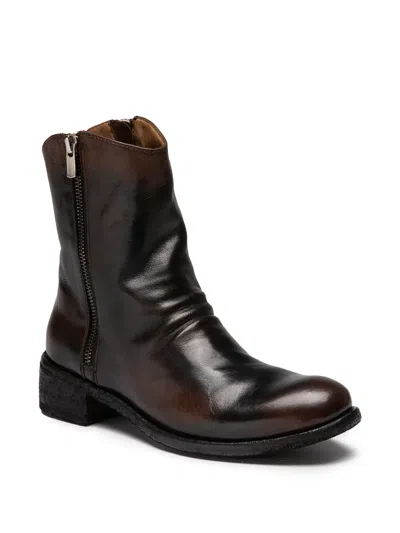 Officine Creative Leather Boots In Brown