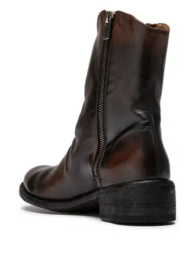 Officine Creative Leather Boots In Brown