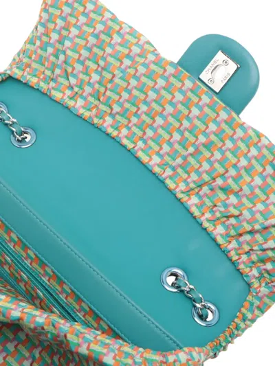 Pre-owned Chanel 2016-2017 Medium Quilted Lambskin Rubber Coco Rain Flap Crossbody Bag In Blue