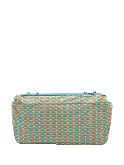 Pre-owned Chanel 2016-2017 Medium Quilted Lambskin Rubber Coco Rain Flap Crossbody Bag In Blue