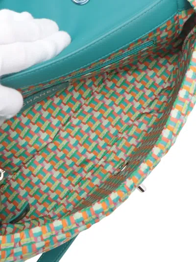 Pre-owned Chanel 2016-2017 Medium Quilted Lambskin Rubber Coco Rain Flap Crossbody Bag In Blue