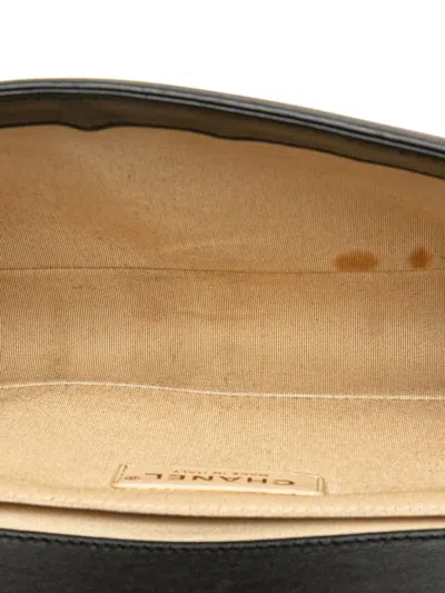 Pre-owned Chanel 2016-2017 Old Medium Chevron Lambskin Stitched Boy Flap Crossbody Bag In Black