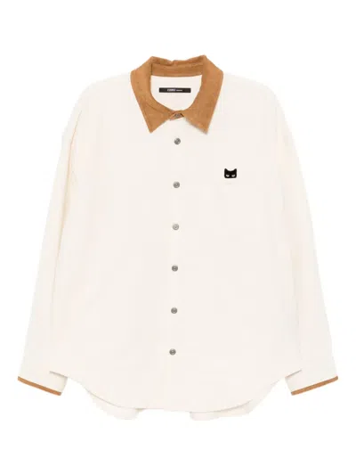 Songzio Embroidered Corduroy Shirt Jacket In Neutral