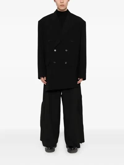 Songzio Exaggerated Double-breasted Blazer In Black