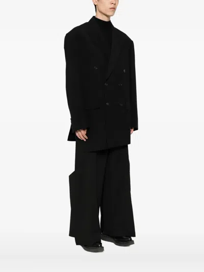 Songzio Exaggerated Double-breasted Blazer In Black