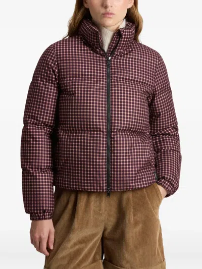Woolrich Checked Zip Jacket In Burgundy