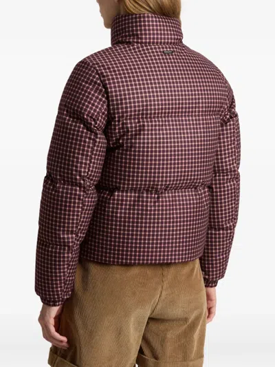 Woolrich Checked Zip Jacket In Burgundy