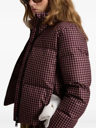 Woolrich Checked Zip Jacket In Burgundy