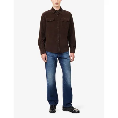 7 For All Mankind Ens Corduroy Coffee Bean Pointed-collar Cotton Corduroy Overshirt