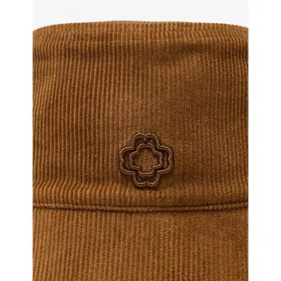 Maje Womens Brown Reversible Corduroy And Faux-shearling Bucket Hat In Brown