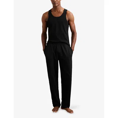 Reiss Mens Black Hugo Cotton-jersey Jogging Bottoms Xl In Black