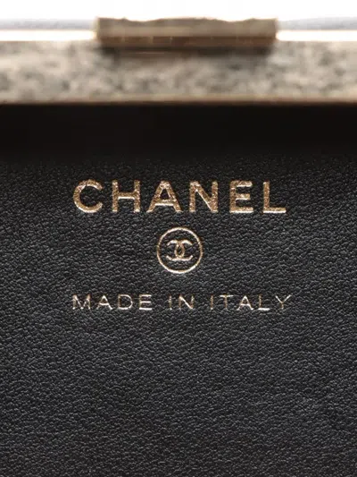 Pre-owned Chanel 2021-2025 Bicolor Quilted Lambskin Cube Clutch With Chain Crossbody Bag In White