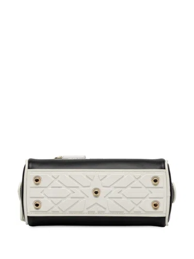 Pre-owned Dior 2022 Micro Leather  Vibe Zip Bowling Bag Satchel In Black