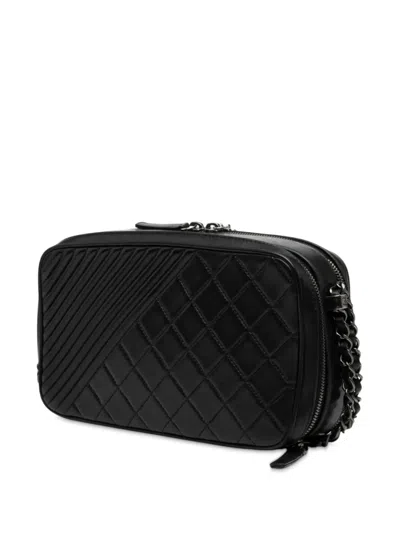 Pre-owned Chanel 2014-2015 Medium Quilted Lambskin Coco Boy Camera Bag Crossbody Bag In Black