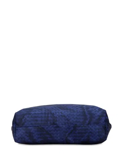 Pre-owned Bottega Veneta 2012-2025 Nylon Intrecciolusion Tote Bag In Blue