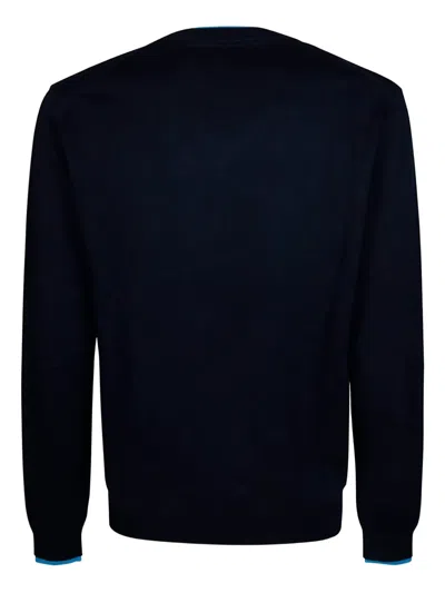 Sun 68 V-neck Ribbed Sweater In Blue