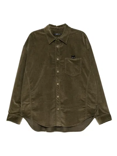 Songzio Embroidered Corduroy Shirt In Green