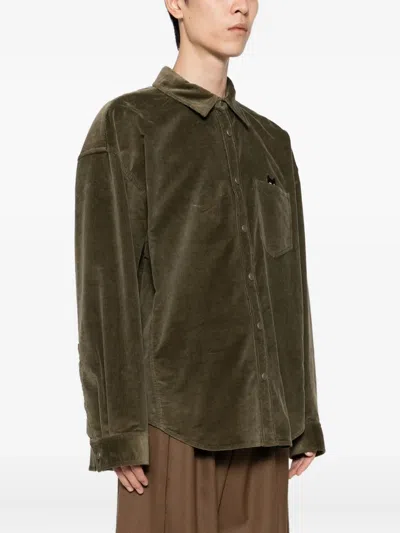 Songzio Embroidered Corduroy Shirt In Green