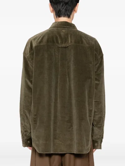 Songzio Embroidered Corduroy Shirt In Green
