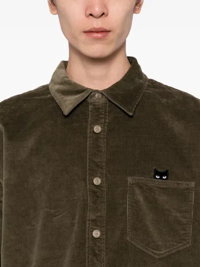 Songzio Embroidered Corduroy Shirt In Green