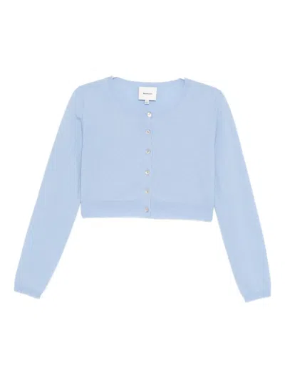 Reformation Janie Cashmere Crew Cardigan Ice Water In Blue