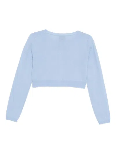 Reformation Janie Cashmere Crew Cardigan Ice Water In Blue