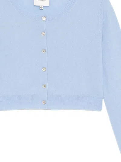 Reformation Janie Cashmere Crew Cardigan Ice Water In Blue