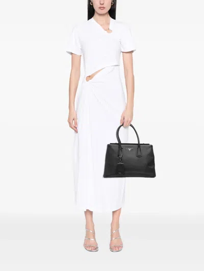 Pre-owned Prada 2010-2025 Saffiano Cuir Turnlock Twin Satchel In Black