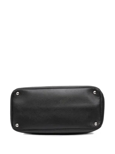 Pre-owned Prada 2010-2025 Saffiano Cuir Turnlock Twin Satchel In Black