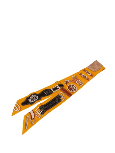 Pre-owned Hermes 1999-2007 Harnais Des Presidents Twilly Silk Scarf Scarves In Multi