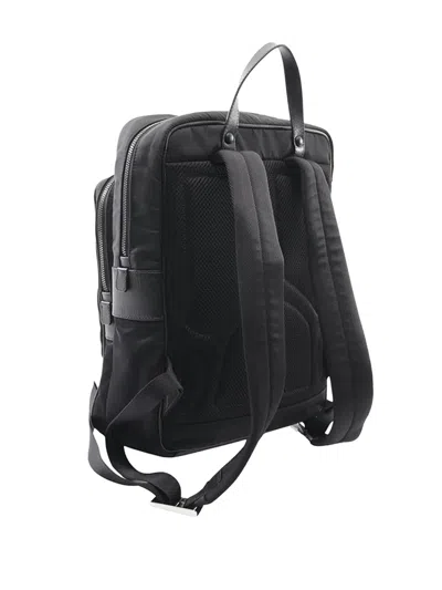 Pre-owned Prada 2013-2025 Saffiano Trimmed Tessuto Backpack In Black