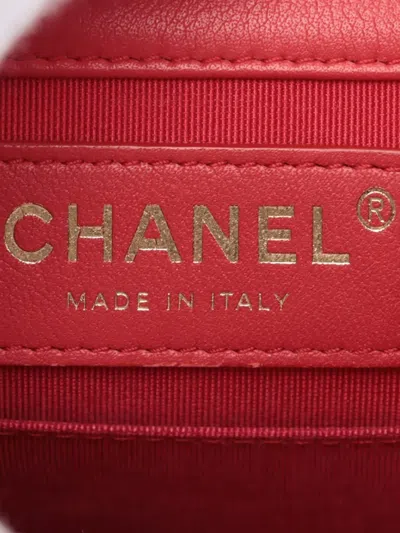 Pre-owned Chanel 2019 Quilted Lambskin North South Boy Flap Crossbody Bag In Red