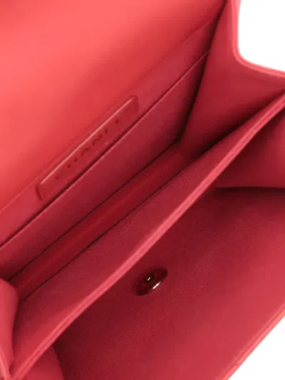 Pre-owned Chanel 2019 Quilted Lambskin North South Boy Flap Crossbody Bag In Red